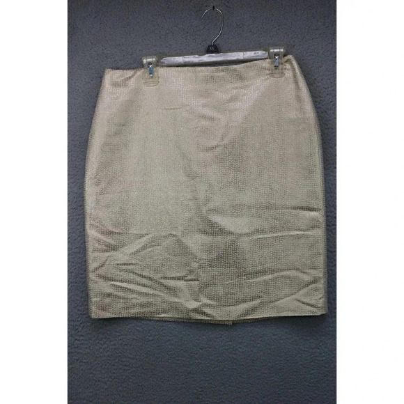 Calvin Klein Women's Gold Metallic Skirt-Size 10-Lined-Holiday Events - Picture 1 of 7